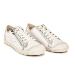 Pataugas Baskets Basses Cuir Zippées Blanc/Argent Femme - BAHIA SUÈDE MÉTALLISÉ F2H | 3 SUISSES -Pataugas Boutique baskets basses cuir zippees blancargent femme bahia sude mtallis f2h 3440120 3 1140x1140