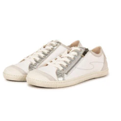 Pataugas Baskets Basses Cuir Zippées Blanc/Argent Femme - BAHIA SUÈDE MÉTALLISÉ F2H | 3 SUISSES -Pataugas Boutique baskets basses cuir zippees blancargent femme bahia sude mtallis f2h 3440120 4 1140x1140