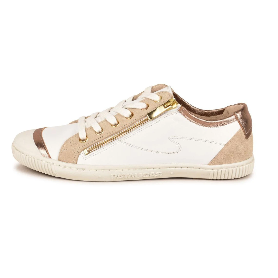 Pataugas Baskets Basses Cuir Zippées Blanc/Beige Femme - BAHIA SUÈDE MÉTALLISÉ F2H | 3 SUISSES 5 Pataugas Baskets Basses Cuir Zippées Blanc/Beige Femme - BAHIA SUÈDE MÉTALLISÉ F2H | 3 SUISSES – Image 3