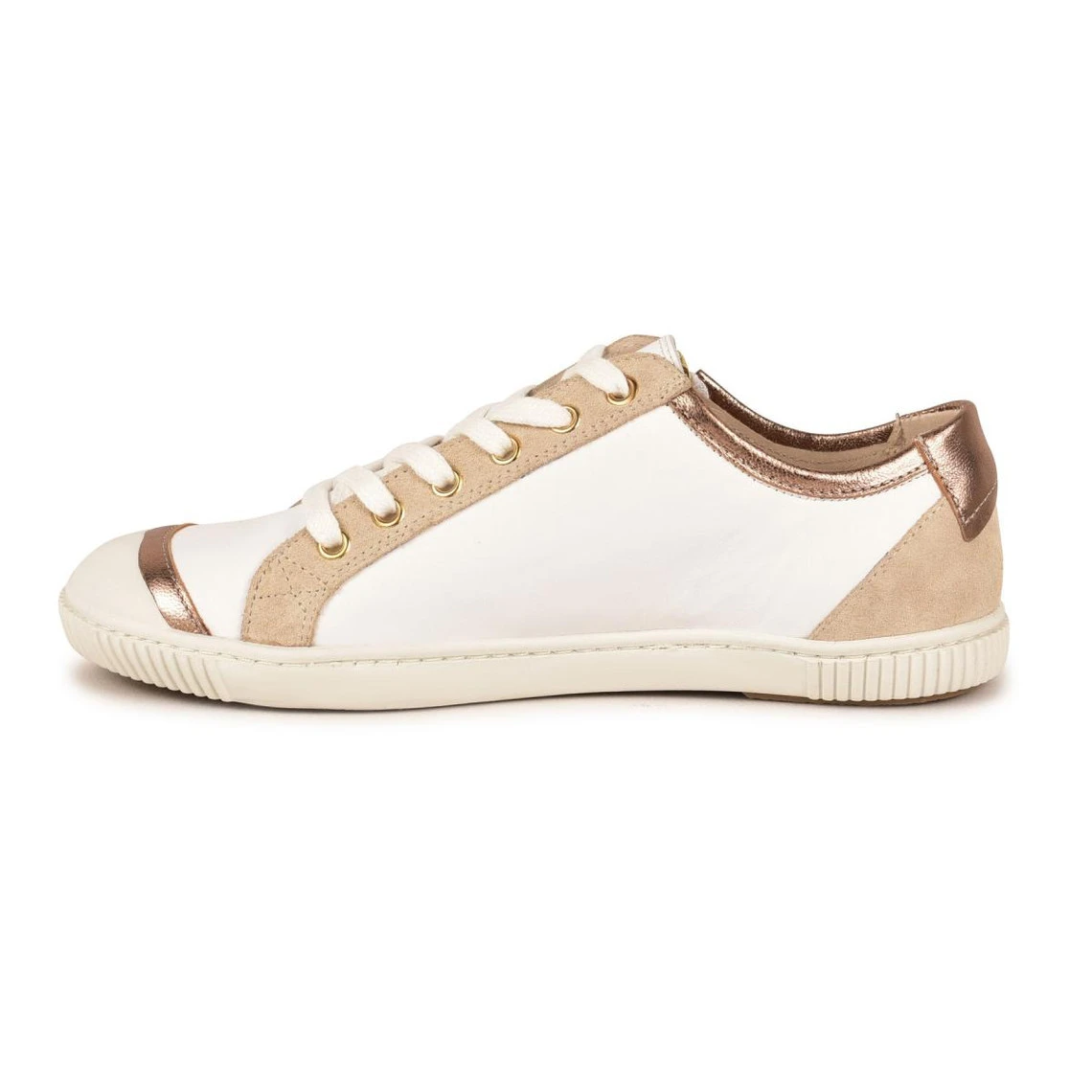 Pataugas Baskets Basses Cuir Zippées Blanc/Beige Femme - BAHIA SUÈDE MÉTALLISÉ F2H | 3 SUISSES 6 Pataugas Baskets Basses Cuir Zippées Blanc/Beige Femme - BAHIA SUÈDE MÉTALLISÉ F2H | 3 SUISSES – Image 4
