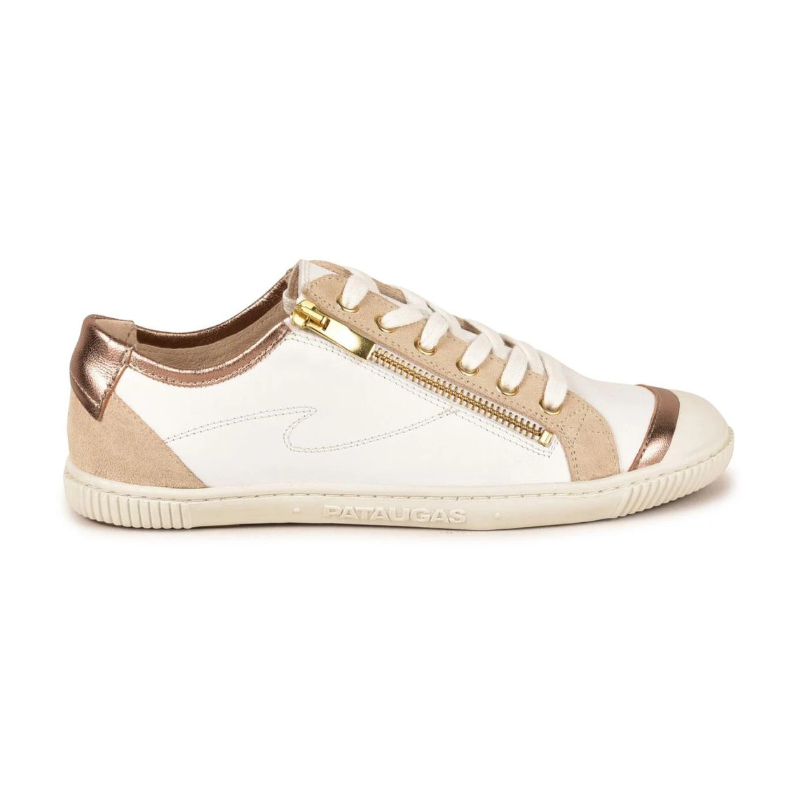 Pataugas Baskets Basses Cuir Zippées Blanc/Beige Femme - BAHIA SUÈDE MÉTALLISÉ F2H | 3 SUISSES 3 Pataugas Baskets Basses Cuir Zippées Blanc/Beige Femme - BAHIA SUÈDE MÉTALLISÉ F2H | 3 SUISSES