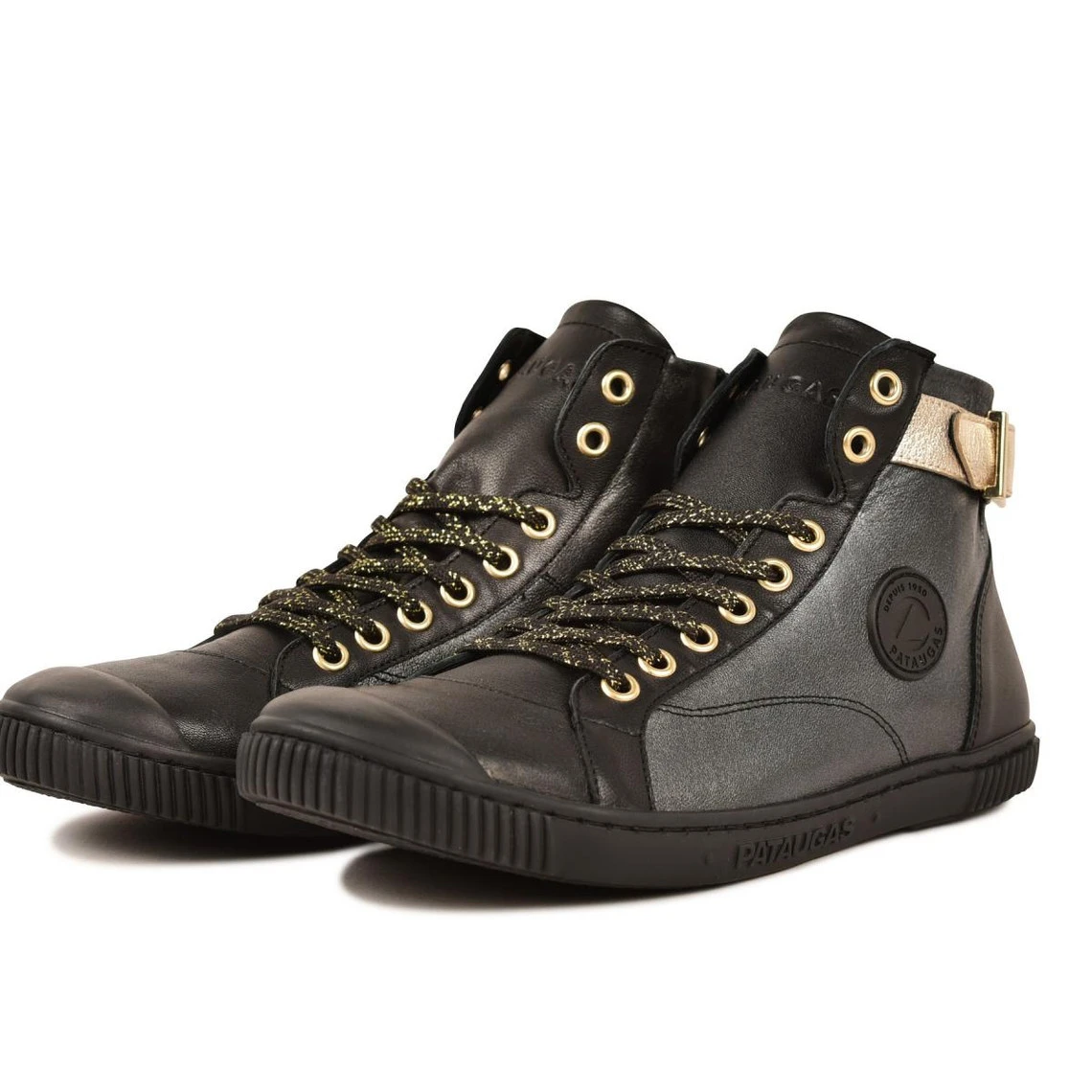 Pataugas Baskets Mid Femme Noir/doré En Cuir - LATSA MIX | 3 SUISSES 8 Pataugas Baskets Mid Femme Noir/doré En Cuir - LATSA MIX | 3 SUISSES – Image 6